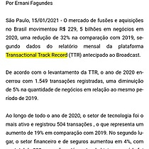 TTR: Volume movimentado em fuses e aquisies recuou 32% em 2020 para R$ 229,5 bilhes